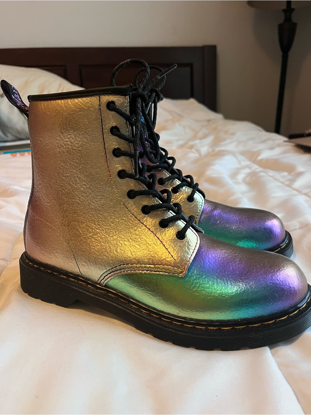 Dr. Martens Iridescent Lace-Up Boots - Gold, Purple, Green